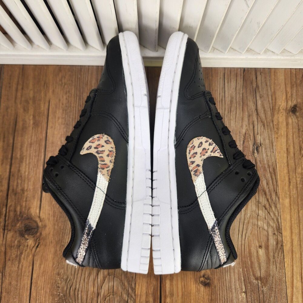 Nike Dunk Low SE Primal Black Shoes Women's 7 Cheetah Swoosh Sneakers DD7099-001 - Picture 6 of 10